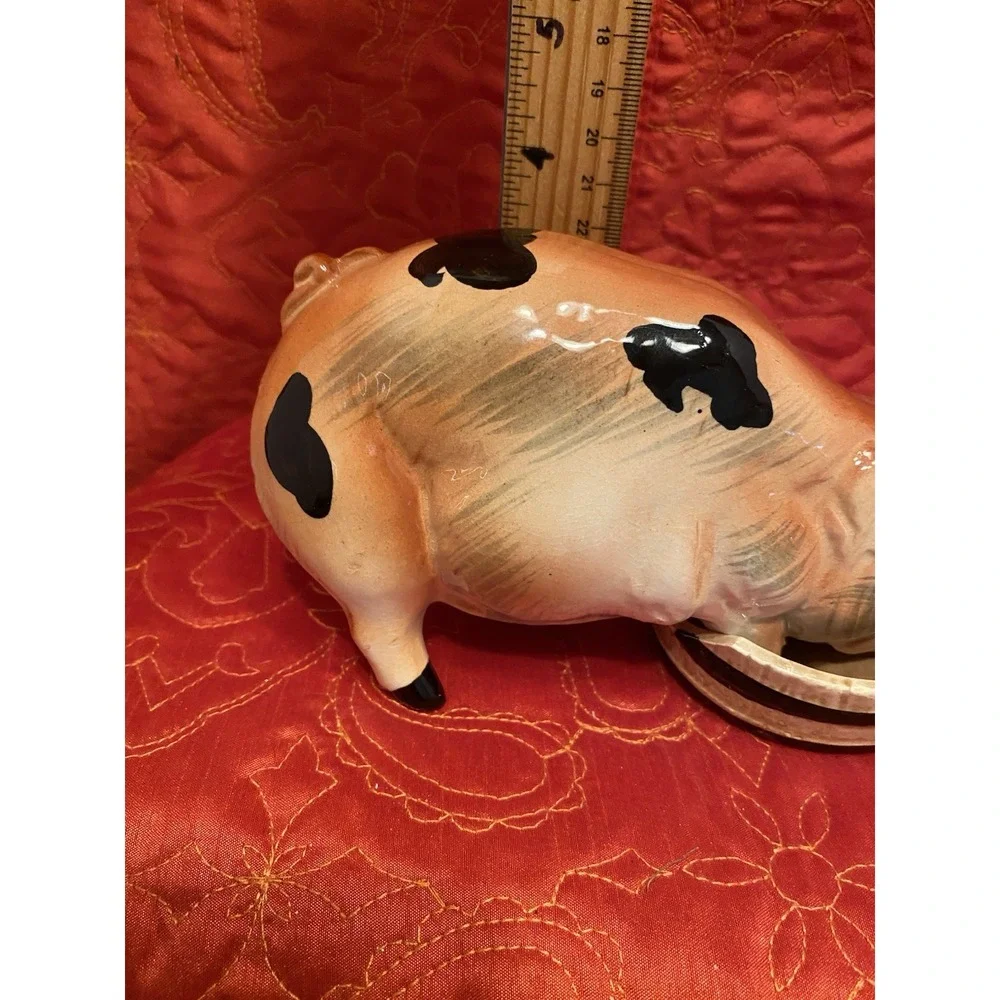 VTG Hungry Hog Eating Figurine‎ With Dish Chase JAPAN